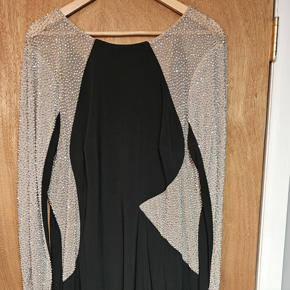 Xscape Black Dress with Silver Accents